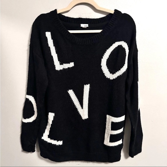 Garage Crewneck Love Long Sleeve Sweater Black White Women Small Valentines Day - Picture 2 of 6